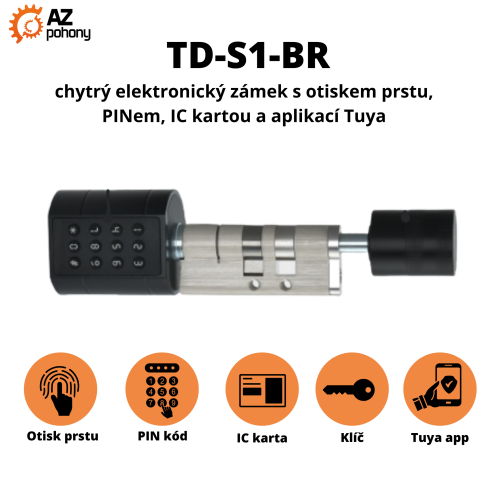 TD-S1-BR – chytrý elektronický zámek s otiskem prstu, PINem, IC kartou a aplikací Tuya